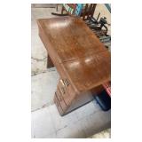 Antique Domestic Sewing Machine with Built-in Wood Cabinet