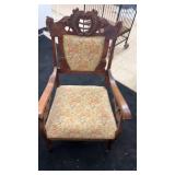 Set of Vintage Floral Upholstered Wooden Sofa and Two Armchairs