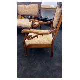 Set of Vintage Floral Upholstered Wooden Sofa and Two Armchairs