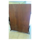 Vintage Wooden Display Cabinet with Antler Accents and Glass Doors