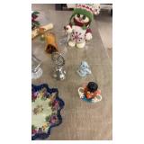 Collection of Decorative Porcelain and Glass Figurines and Bowls