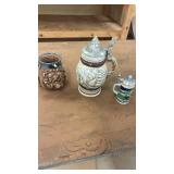 Collection of 3 Vintage Beer Steins and Mug with Unique Designs