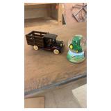 Set of 2 Collectibles: Wooden Toy Truck and John Deere Snow Globe