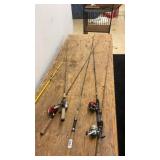 Collection of 5 Fishing Rods with Reels Assorted Models