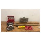 Assorted Power Tools and Hardware Collection with Heater