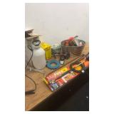 Assorted Workshop Tools Including Pump, Dial Indicator, and Accessories