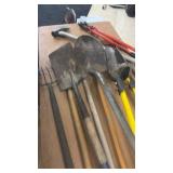 Collection of Assorted Hand Tools Including Shovels, Pickaxes, and More
