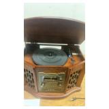 Vintage Wooden Radio and Turntable System with CD Player
