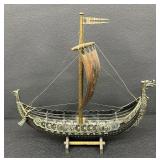 Vintage Edward Aagaard Iron Art Viking Ship Decorative Figurine