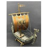 Vintage Edward Aagaard Iron Art Viking Ship Decorative Figurine