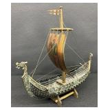 Vintage Edward Aagaard Iron Art Viking Ship Decorative Figurine