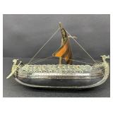 Vintage Edward Aagaard Iron Art Viking Ship Decorative Figurine