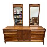 Vintage Lane Rhythm Walnut Dresser with Two Mirrors