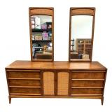 Vintage Lane Rhythm Walnut Dresser with Two Mirrors