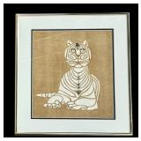 Tiger Woodblock Framed Print by Toshijiro Inagaki