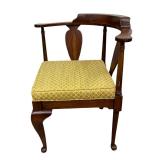 Vintage Wooden Queen Anne Style Corner Chair