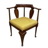 Vintage Wooden Queen Anne Style Corner Chair
