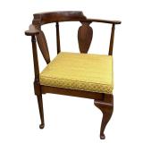 Vintage Wooden Queen Anne Style Corner Chair