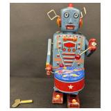 Collection of 6 Vintage Robot Toys with Key and Remote