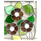 Stunning Stained Glass Floral Design Framed Panel