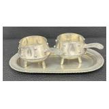 Vintage Handcrafted Pewter S. Borg Brutalist Tea Service