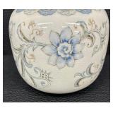 Andrea by Sadek Blue and Cream Floral Design Ginger / Canister Jar