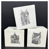 Department 56 Heritage Village Collection Thomas Kersey Coffee House, T. Wells Fruit & Spice Shop and The Wool Shop