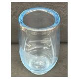 Vintage Blue Etched Glass Vase
