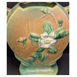 Vintage Roseville Pottery White Rose Flower Vase