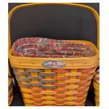 Three Longaberger Flag Baskets including Longaberger 25th Anniversary Basket with Liner 1973-1989