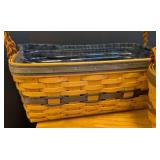 Longaberger Picnic Basket and Blue Woven Baskets