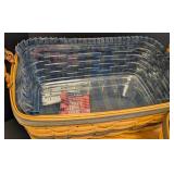 Longaberger Picnic Basket and Blue Woven Baskets
