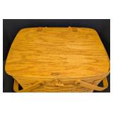 Longaberger Picnic Basket and Blue Woven Baskets