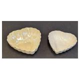 Pair of Small Belleek Heart Bowls