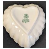 Pair of Small Belleek Heart Bowls