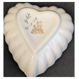 Pair of Small Belleek Heart Bowls