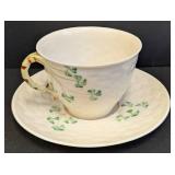 Belleek Shamrock and Seashell Teacups