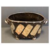 Large Signed Handled and Footed Pottery