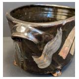 Large Signed Handled and Footed Pottery