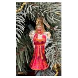 Festive Christopher Radko Faux Christmas Tree Adorned with Christopher Radio Ornaments