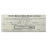 Framed Antique Sons of Norway 1929 Insurance Certificate