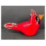 Vermont Glass Hand Sculpted Solid Glass Red Male Cardinal Figurine Designed by Chris Sherwin