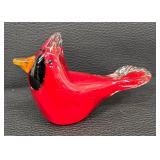Vermont Glass Hand Sculpted Solid Glass Red Male Cardinal Figurine Designed by Chris Sherwin