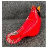 Vermont Glass Hand Sculpted Solid Glass Red Male Cardinal Figurine Designed by Chris Sherwin