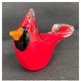 Vermont Glass Hand Sculpted Solid Glass Red Male Cardinal Figurine Designed by Chris Sherwin