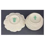 Belleek Open Sugar Bowls with Under Plates