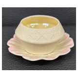 Belleek Open Sugar Bowls with Under Plates