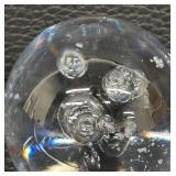 Beautiful Controlled Bubble Art Glass Paperweight by Sault