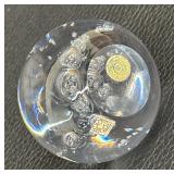 Beautiful Controlled Bubble Art Glass Paperweight by Sault