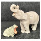 Adorable Bing & Grøndahl Elephant and Russian Hippo Figurine